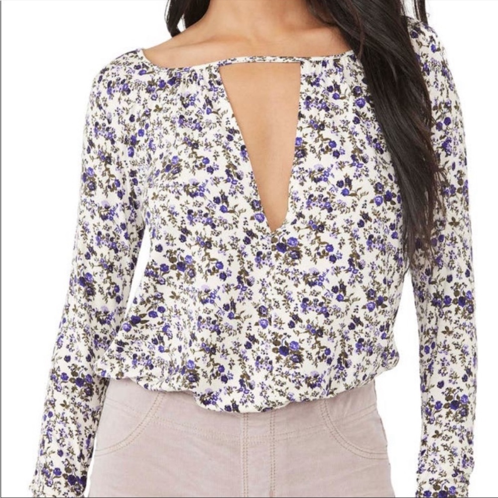 Free People Floral Bodysuit Size Medium Purple NWT